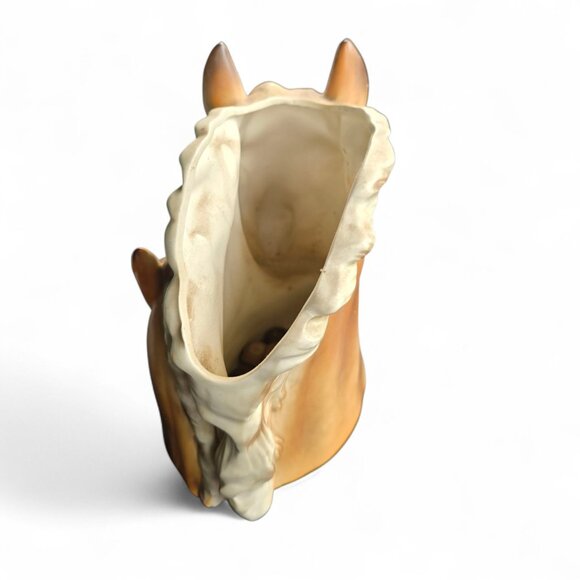 Vintage Mare & Foal Horse Head Planter • Mid Century Bisque Ceramic - Picture 2 of 4